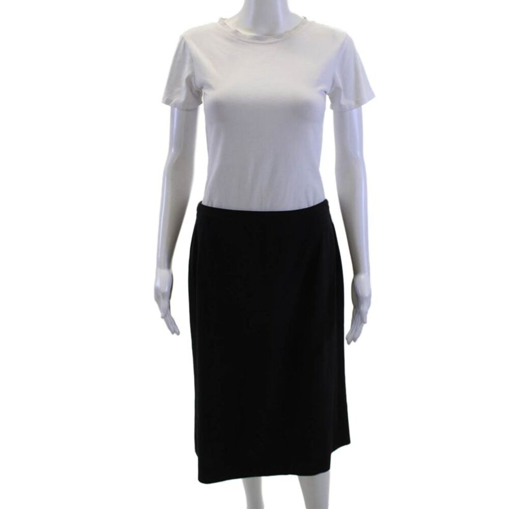 Tomasz Starzewski Womens Straight Pencil Skirt Black Wool Blend Size 10